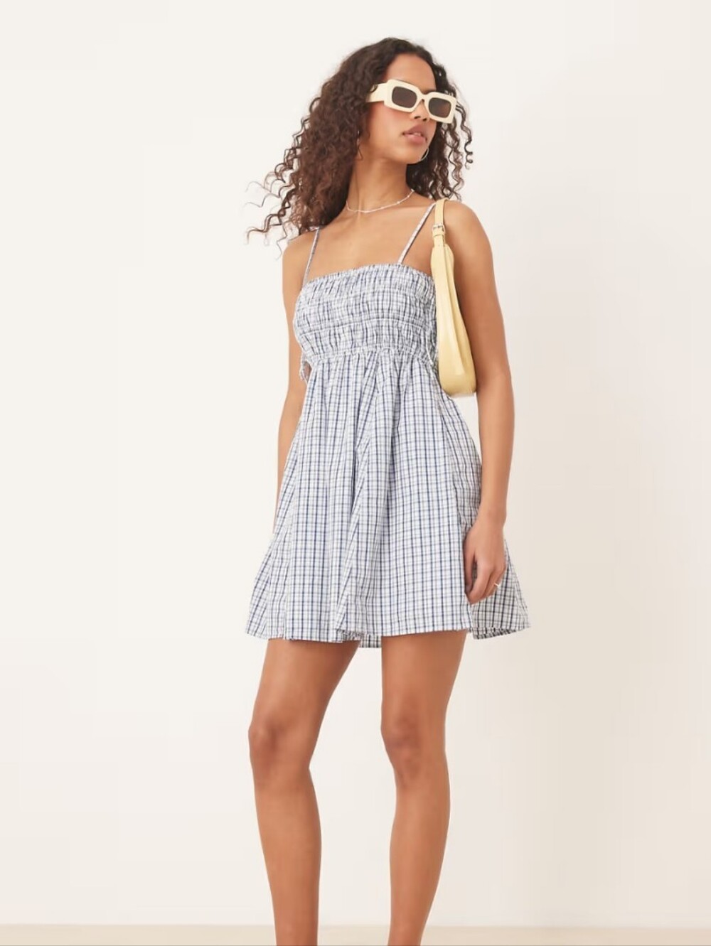 Abercrombie & Fitch Blue and White Plaid Smocked Sundress